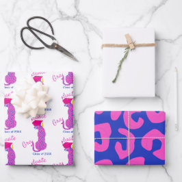 Pink Leopard Print Afstuderen Inpakpapier Vel