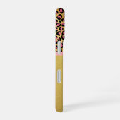 Pink Leopard Print and Gold Foil iPhone Case 16 Hoesje (Rechterkant)