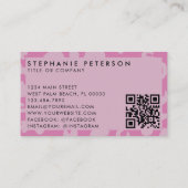 Pink Leopard Print Custom Company Logo QR Code Visitekaartje (Achterkant)