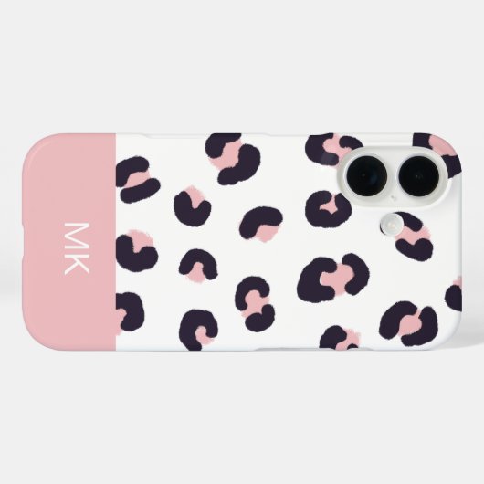 Pink Leopard Print Monogrammed Case-Mate iPhone Case (Achterkant (horizontaal))