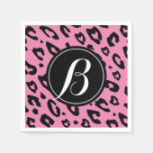 Pink leopard print napkins with custom monogram servet (Voorkant)
