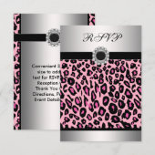 Pink Leopard RSVP-Sjabloon RSVP Kaartje (Voorkant / Achterkant)