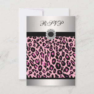 Pink Leopard RSVP-Sjabloon RSVP Kaartje