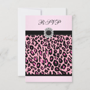 Pink Leopard RSVP-Sjabloon RSVP Kaartje