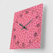 Pink Leopard Skin Square Roman Numerals Clock Vierkante Klok (Hoek)