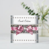 Pink Leopard Sweet 16 Verjaardagsfeest Kaart (Staand voorkant)