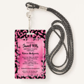 Pink Leopard Sweet 16th Birthday Uitnodigen VIP Pa Badge (Achterkant met draagriem)