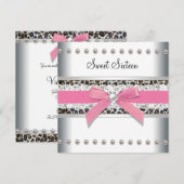 Pink Leopard Sweet Zestien Verjaardagsfeest Kaart (Voorkant / Achterkant)