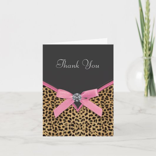 Pink Leopard Thank You Cards Bedankkaart (Voorkant)