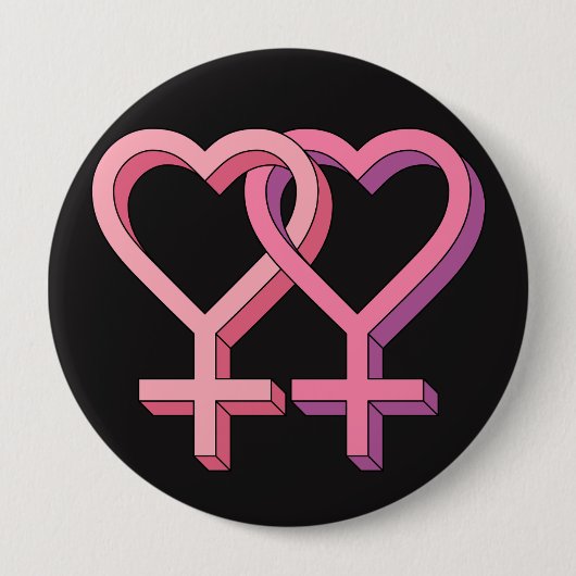 PInk Lesbian Symbol LGBT Equality Button (Voorkant)