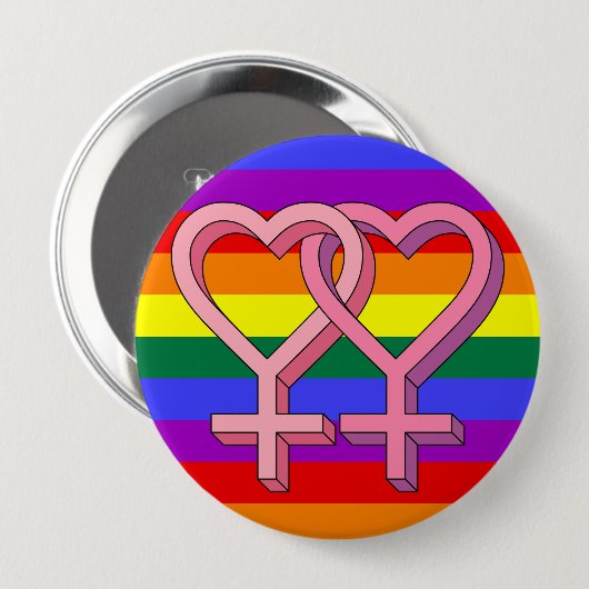 PInk Lesbian Symbol LGBT Equality Button (Voorkant /achterkant)