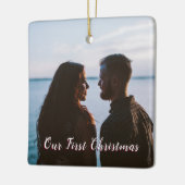 Pink Let It Snow Eerste Kerstfoto Keramisch Ornament (Links)