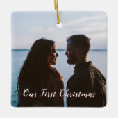 Pink Let It Snow Eerste Kerstfoto Keramisch Ornament (Voorkant)