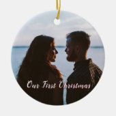 Pink Let It Snow Eerste Kerstfoto Keramisch Ornament (Voorkant)