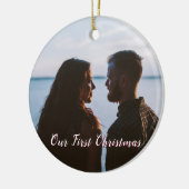 Pink Let It Snow Eerste Kerstfoto Keramisch Ornament (Links)