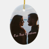 Pink Let It Snow Eerste Kerstfoto Keramisch Ornament (Voorkant)