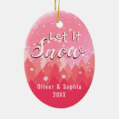 Pink Let It Snow Eerste Kerstfoto Keramisch Ornament (Achterkant)