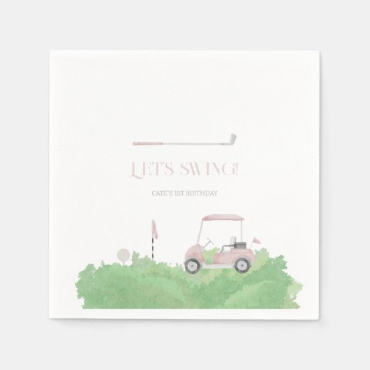 Pink let’s par t-shirt Golf Verjaardag Servet (Voorkant)