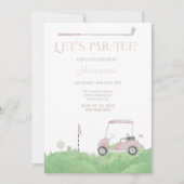 Pink let’s par t-shirt Golf Verjaardagsuitnodiging Kaart (Voorkant)