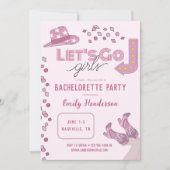 Pink Let's Go Meisjes Nashville Bachelorette Party Kaart (Voorkant)