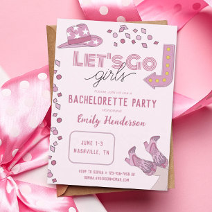 Pink Let's Go Meisjes Nashville Bachelorette Party Kaart