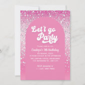Pink Let's Go Party Uitnodiging voor Verjaardag (Voorkant)