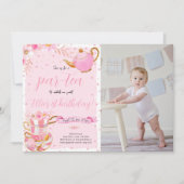 Pink Let's Par-tea Verjaardagsfeestfoto Kaart (Voorkant)