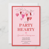 Pink Let's Party Hearty Valentijn Balloon Verjaard Kaart (Voorkant)