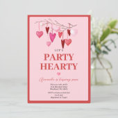 Pink Let's Party Hearty Valentijn Balloon Verjaard Kaart (Staand voorkant)