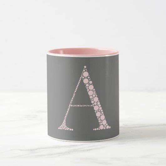 Pink Letter A Mug – Light Pink Minimal Monogram  Mok (Midden)