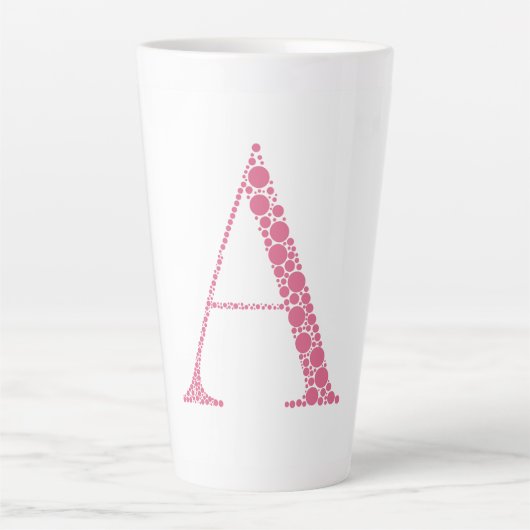 Pink Letter A Mug – Minimal Circle Monogram Design Latte Mok (Voorkant)