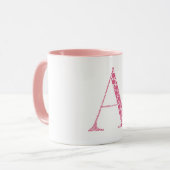 Pink Letter A Mug – Minimal Circle Monogram Design Mok (Voorkant links)