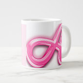 Pink Letter A Mug with Cute Teddy Bear Heart Grote Koffiekop (Voorkant rechts)