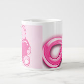 Pink Letter A Mug with Cute Teddy Bear Heart Grote Koffiekop (Voorkant)