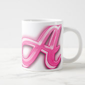 Pink Letter A Mug with Cute Teddy Bear Heart Grote Koffiekop (Rechts)