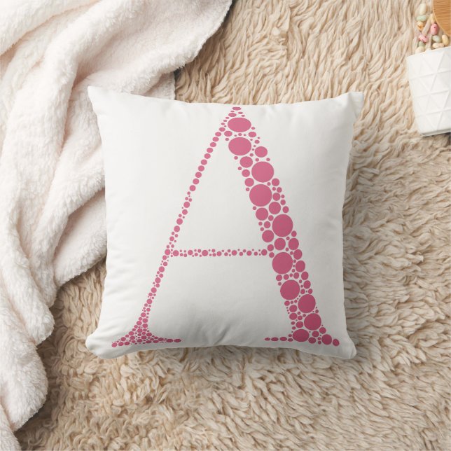 Pink Letter A Pillow – Minimal Monogram Home  Kussen (Deken)