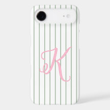 Pink Letter with Green and White Stripes