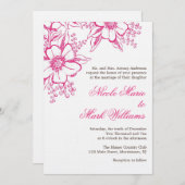 Pink Letterpress Style Wedding Kaart (Voorkant / Achterkant)