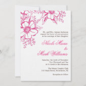 Pink Letterpress Style Wedding Kaart (Voorkant)