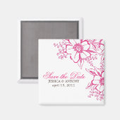 Pink Letterpress Style Wedding Magneet (Voorkant / Achterkant)