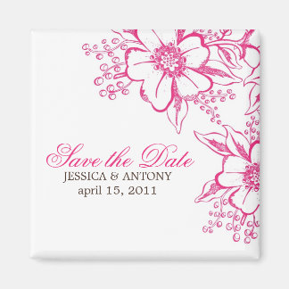 Pink Letterpress Style Wedding Magneet