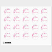 Pink Letterpress Style Wedding Ronde Sticker (Vel)