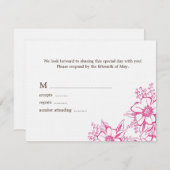 Pink Letterpress Style Wedding RSVP Kaartje (Voorkant / Achterkant)