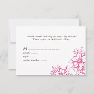 Pink Letterpress Style Wedding RSVP Kaartje