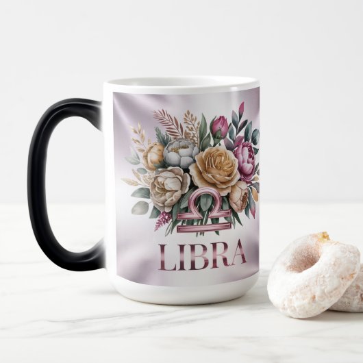 Pink Libra Glyph Lavender Morphing Mug Magische Mok (Met donut)