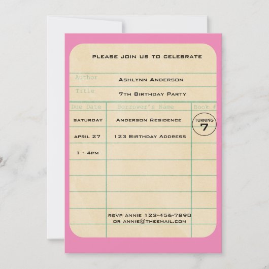Pink Library Kaart Verjaardag (Voorkant)
