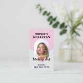 Pink light gray minimalist makeup visitekaartje (Staand voorkant)