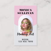 Pink light gray minimalist makeup visitekaartje (Voorkant)