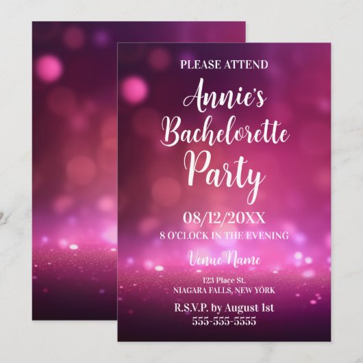 Pink Lights vrijgezellenfeest Kaart (Voorkant / Achterkant)