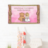 Pink Lil' Cowgirl Gepersonaliseerd Baby shower Spandoek (Insitu)